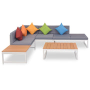 4 pcs conjunto lounge p/ jardim com almofadas alumínio e WPC