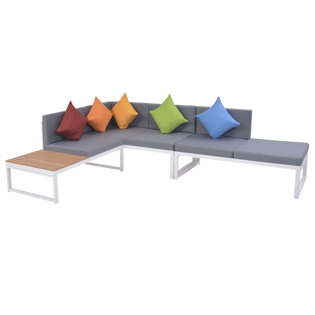 4 pcs conjunto lounge p/ jardim com almofadas alumínio e WPC