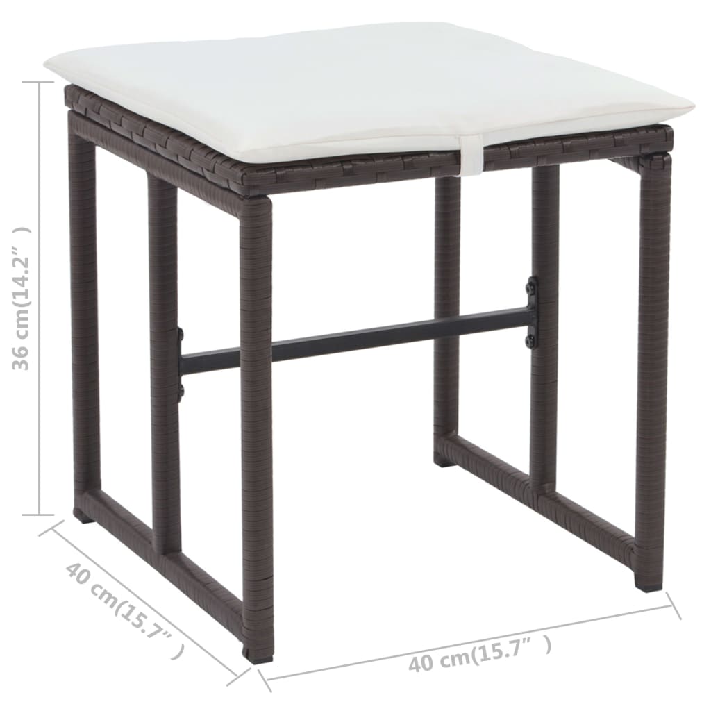 5 pcs conjunto de jantar para exterior aço e vime PE castanho