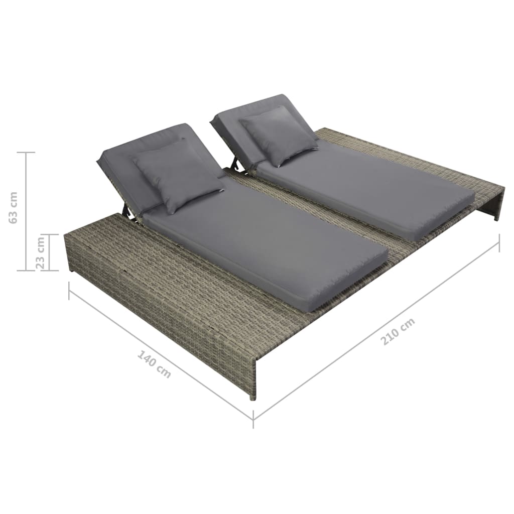 5 pcs conjunto lounge de jardim c/ almofadões vime PE cinzento