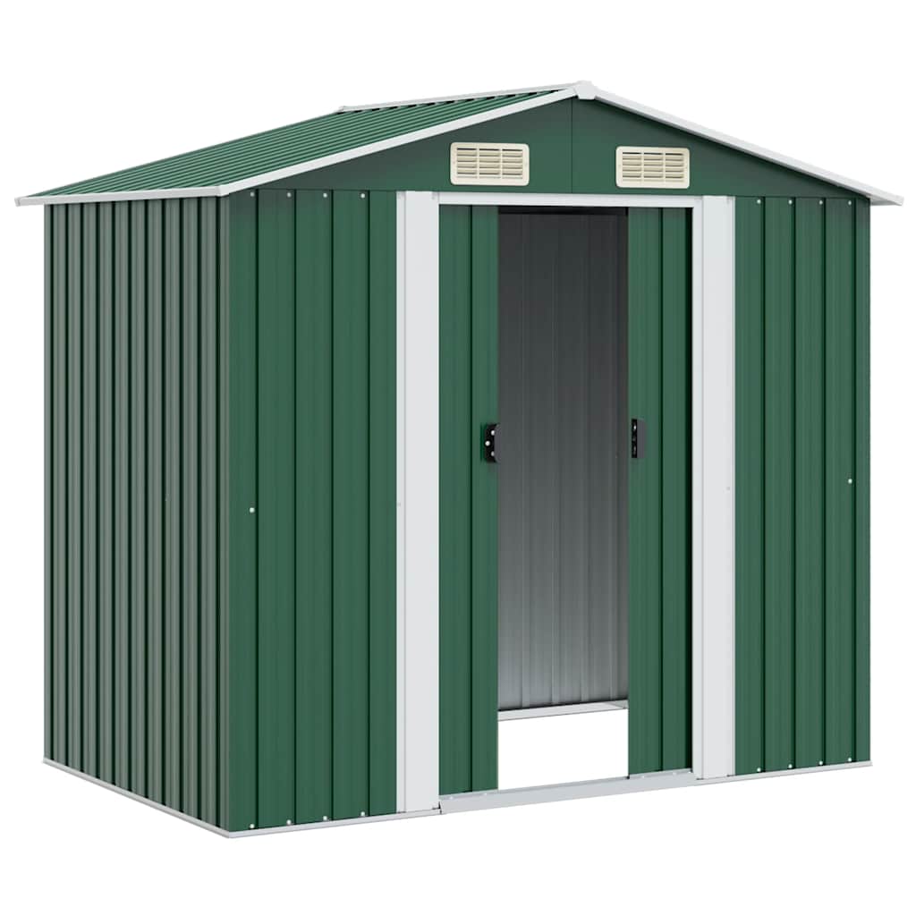 Abrigo de jardim metal verde 204x132x186 cm