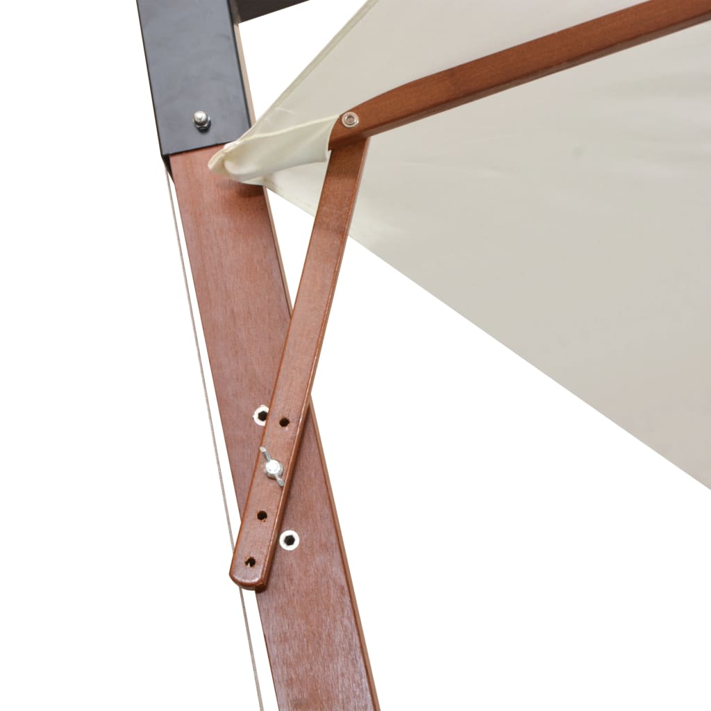 Guarda-sol suspenso com poste de madeira 350 cm branco