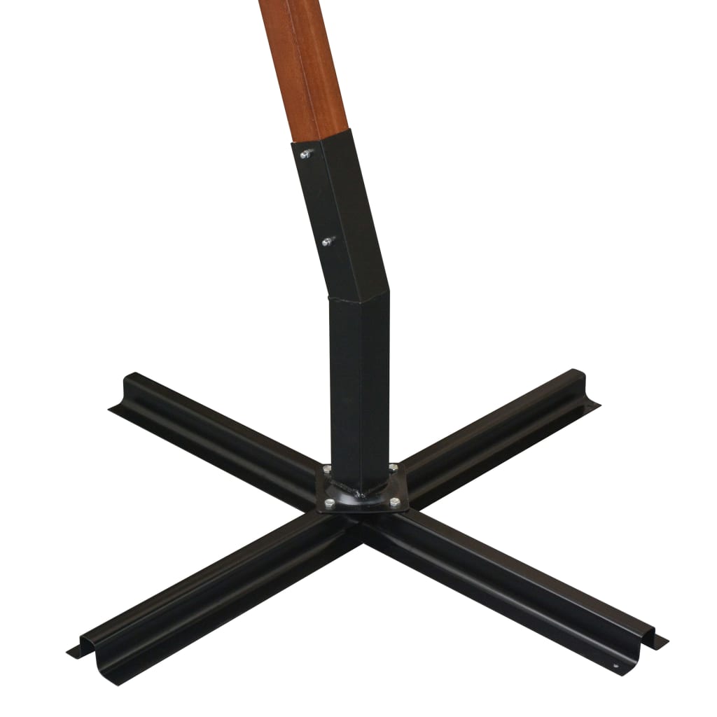 Guarda-sol suspenso com poste de madeira 350 cm branco