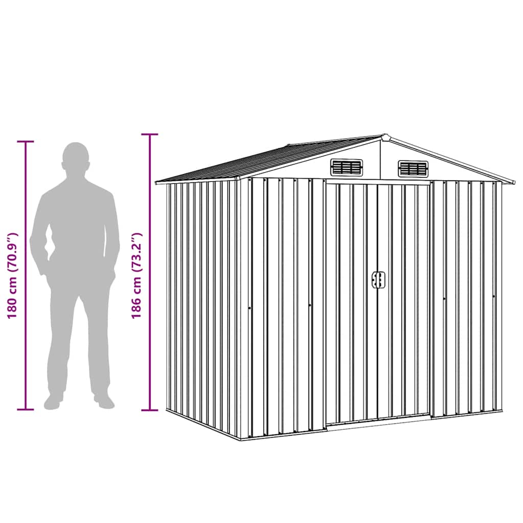 Abrigo de jardim metal cinzento 204x132x186 cm