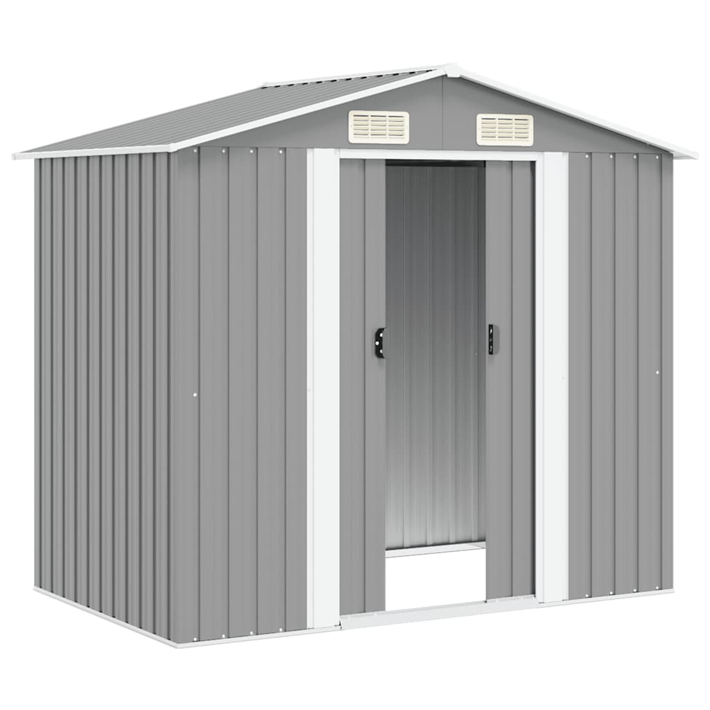 Abrigo de jardim metal cinzento 204x132x186 cm