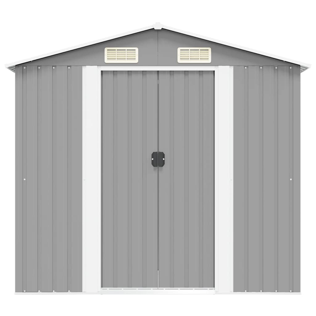 Abrigo de jardim metal cinzento 204x132x186 cm