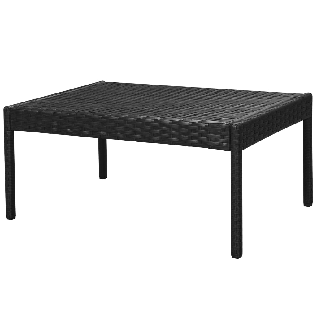 6 pcs conjunto lounge de jardim c/ almofadões vime PE preto