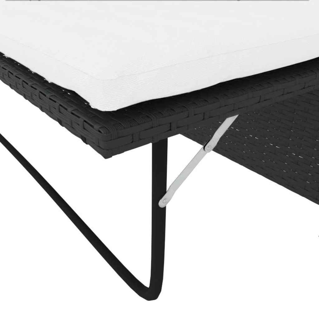 2 pcs conjunto lounge de jardim c/ almofadões vime PE preto