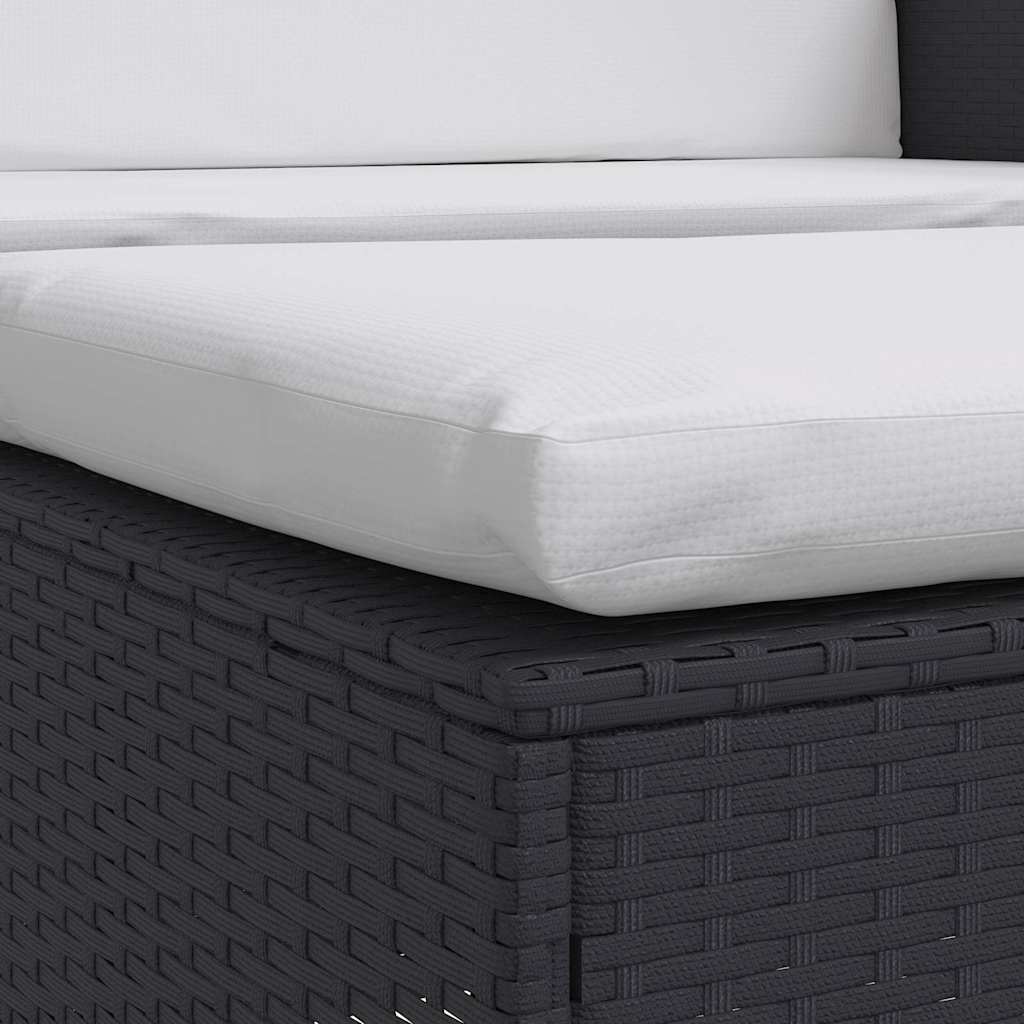 2 pcs conjunto lounge de jardim c/ almofadões vime PE preto