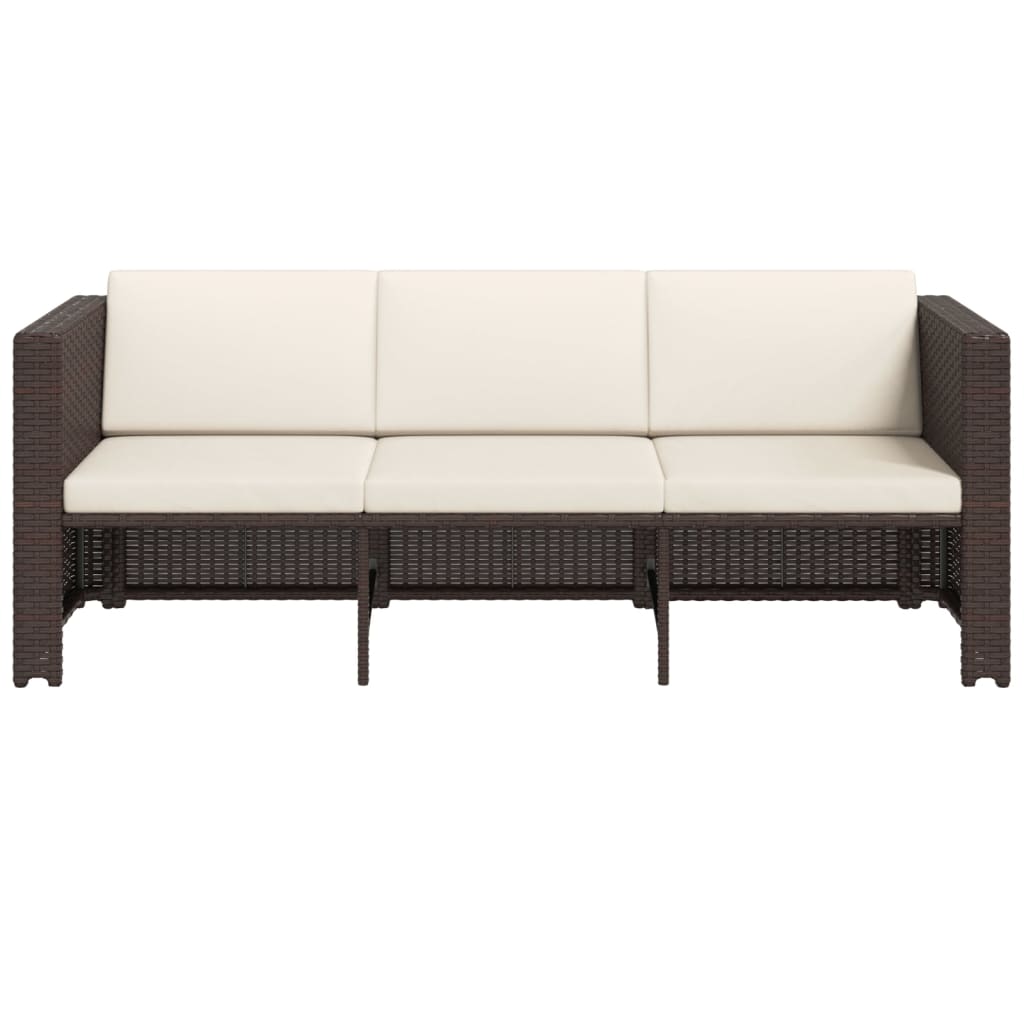 4 pcs conjunto lounge jardim c/ almofadões vime PE castanho