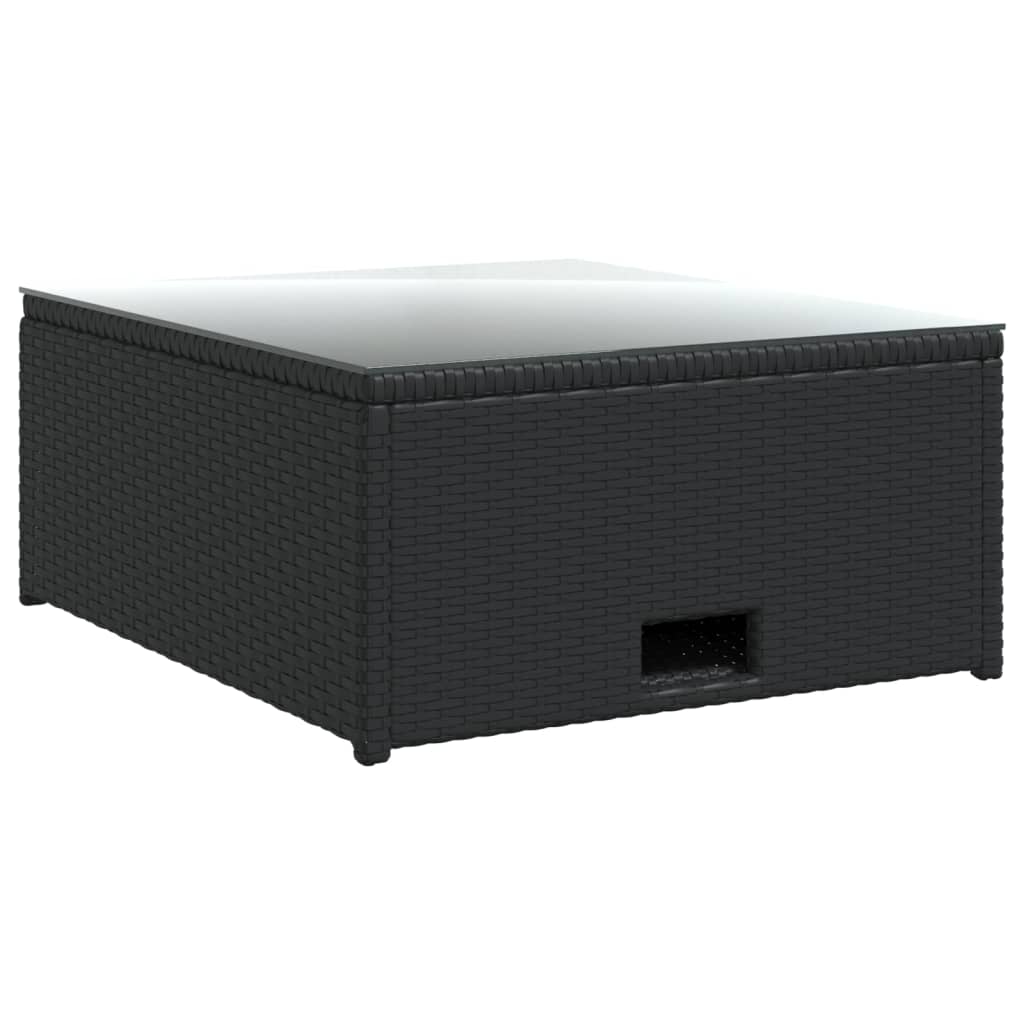 4 pcs conjunto lounge de jardim c/ almofadões vime PE preto