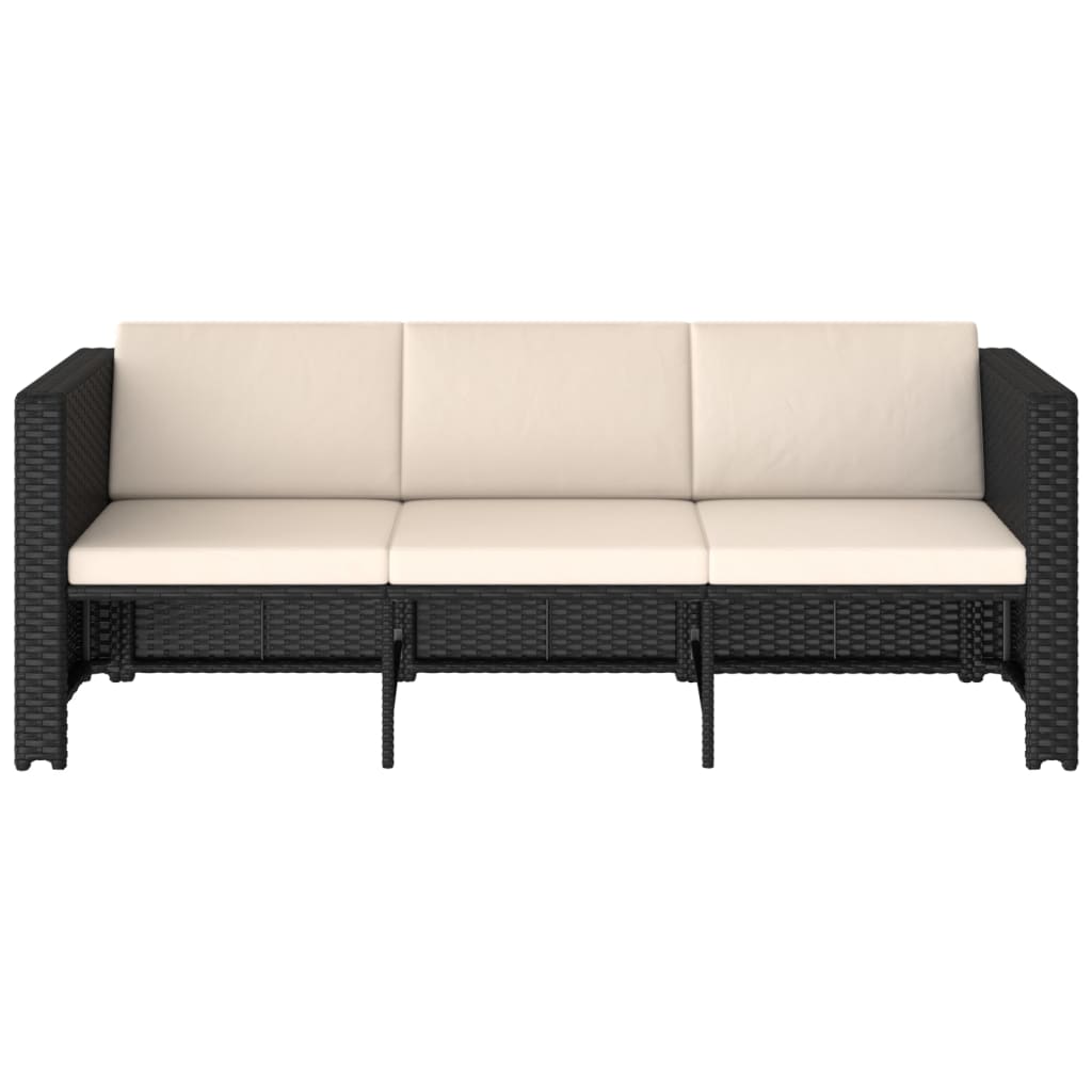 4 pcs conjunto lounge de jardim c/ almofadões vime PE preto