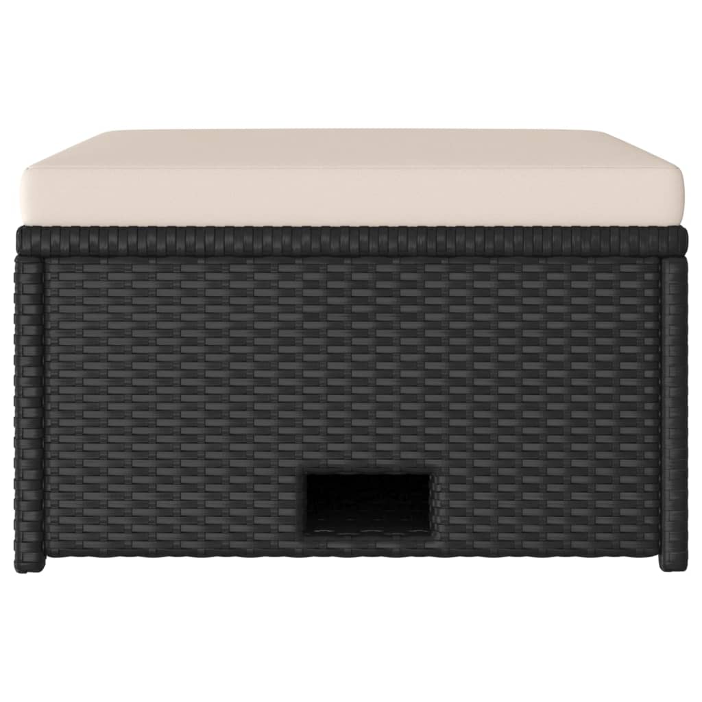 4 pcs conjunto lounge de jardim c/ almofadões vime PE preto