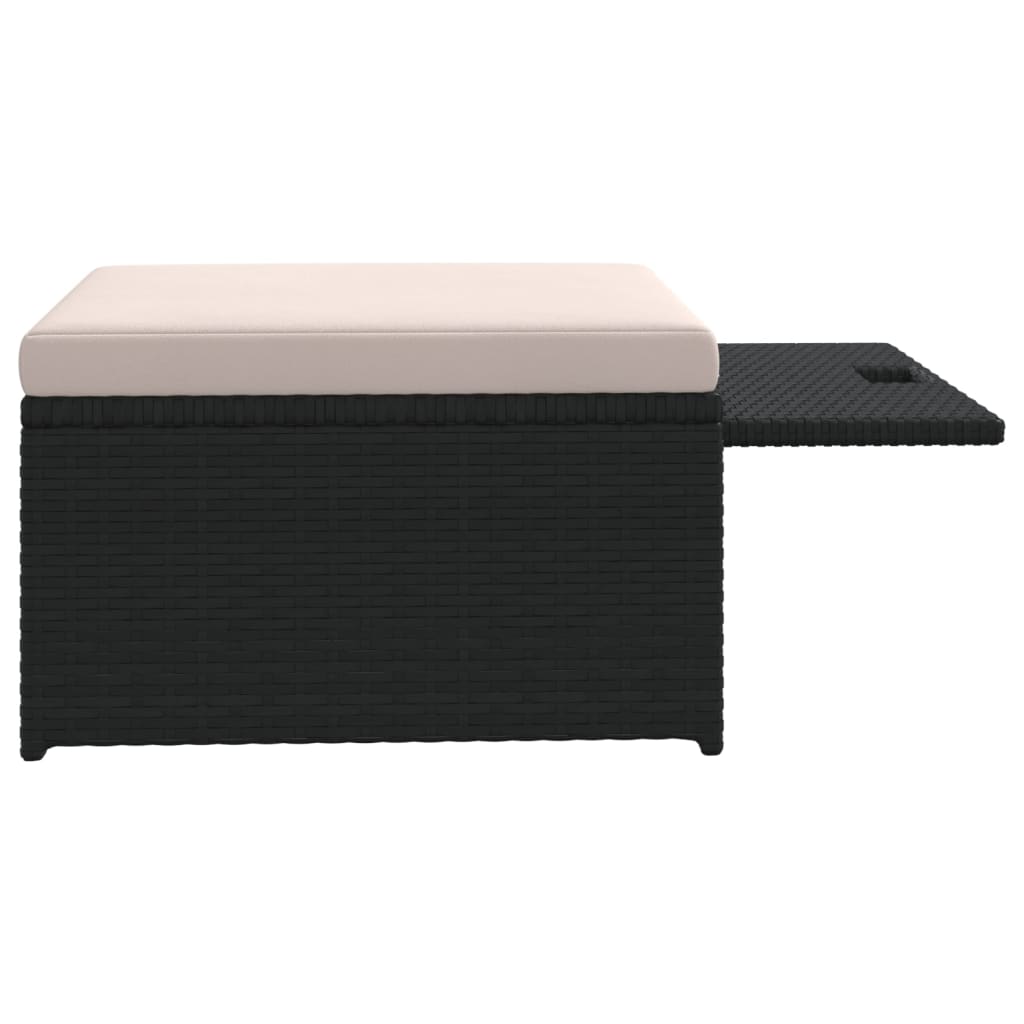 4 pcs conjunto lounge de jardim c/ almofadões vime PE preto