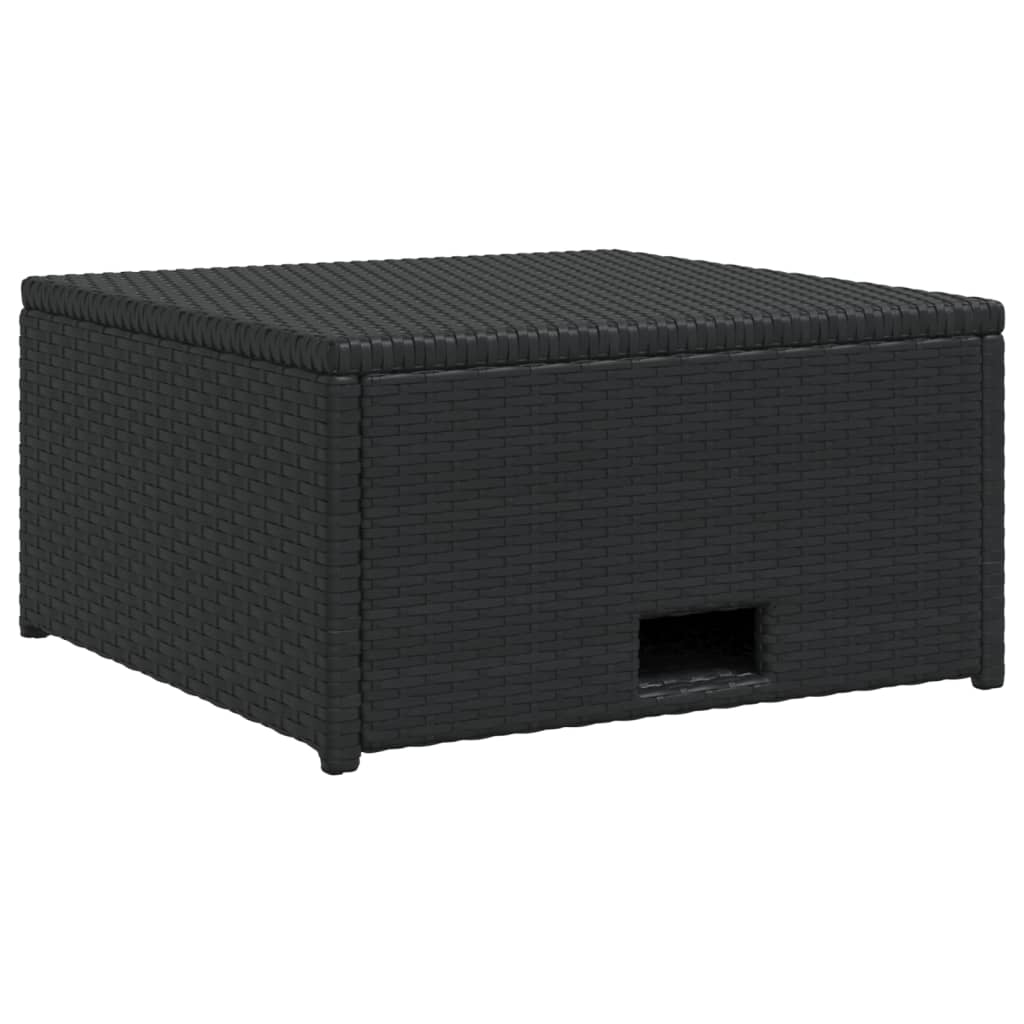 4 pcs conjunto lounge de jardim c/ almofadões vime PE preto