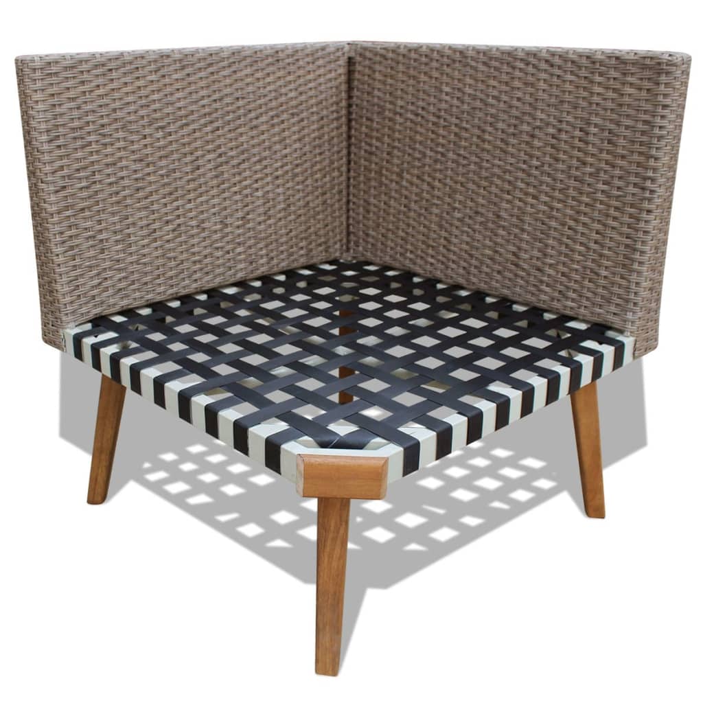4 pcs conjunto lounge de jardim c/ almofadões vime PE cinzento