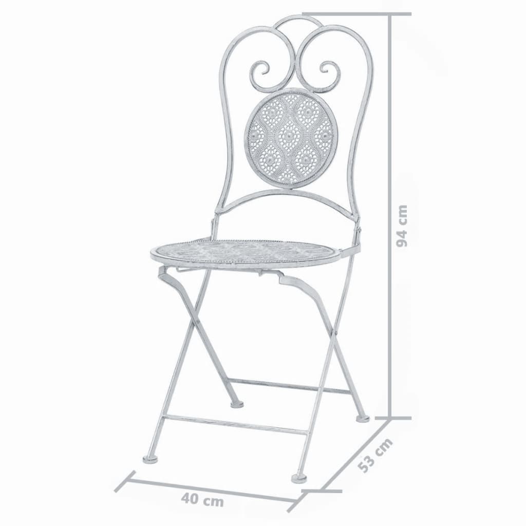 3 pcs conjunto bistrô em aço branco acinzentado