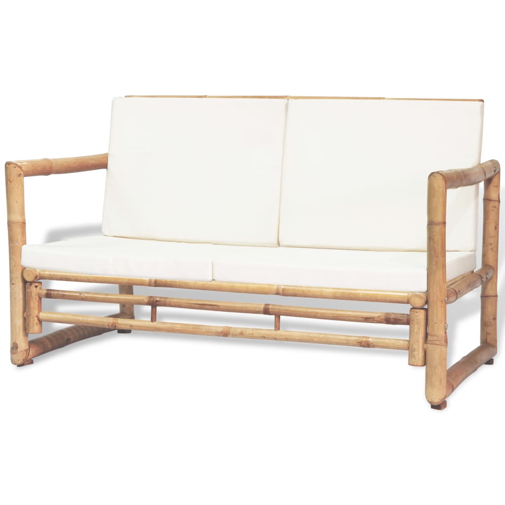 4 pcs conjunto lounge p/ jardim com almofadas bambu