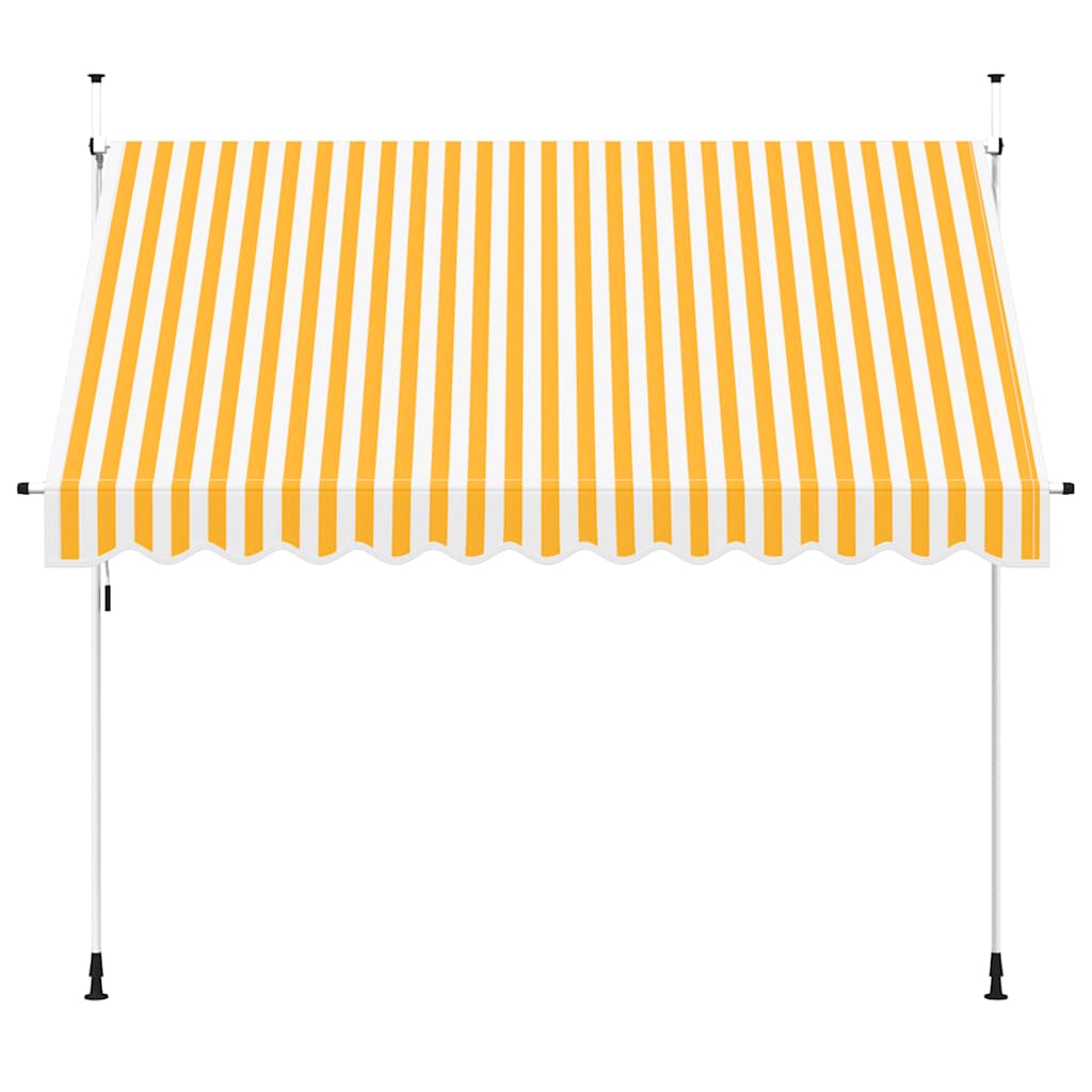 Toldo retrátil manual 300 cm riscas laranjas e brancas