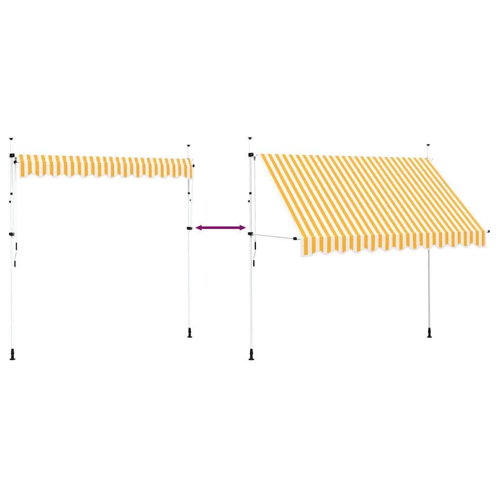 Toldo retrátil manual 300 cm riscas laranjas e brancas