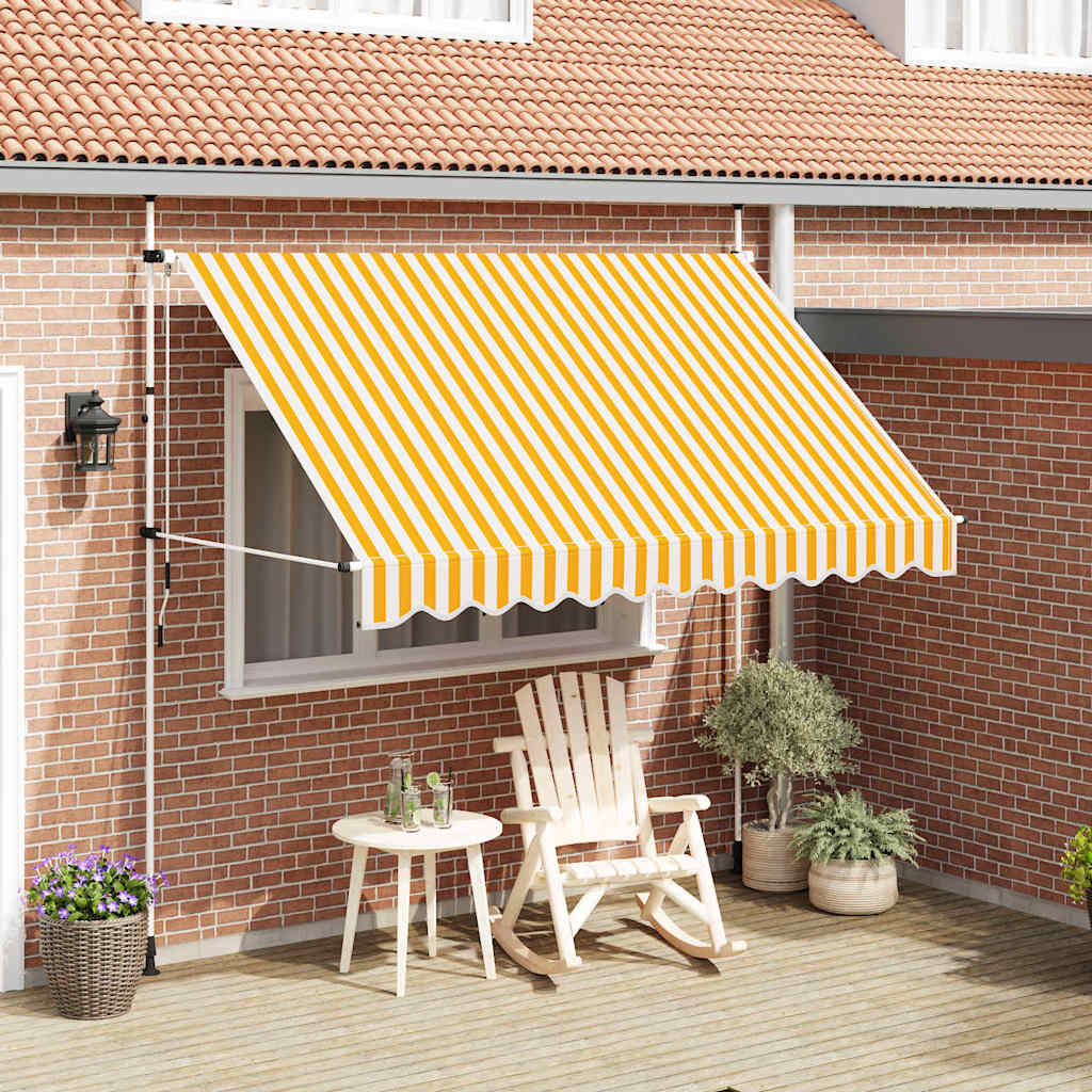 Toldo retrátil manual 300 cm riscas laranjas e brancas