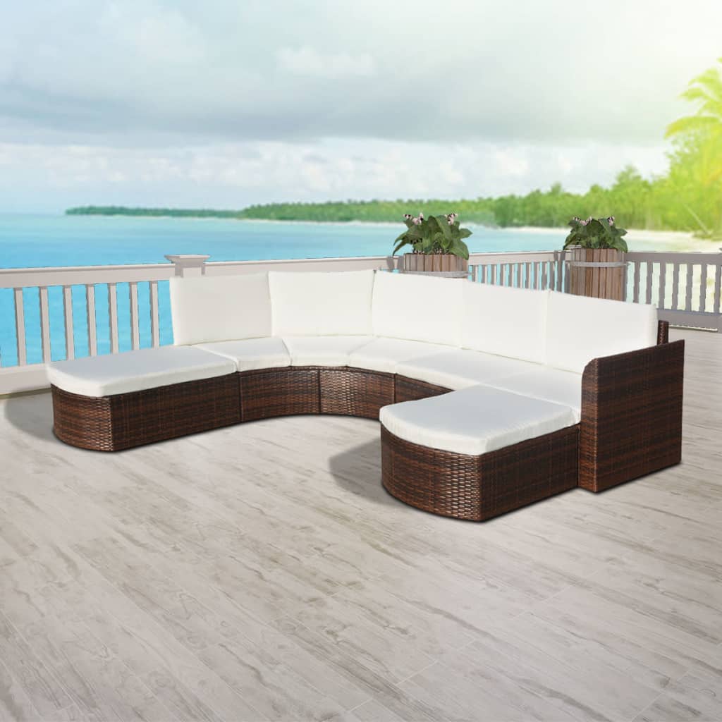Conjunto de sofás de jardim 16 pcs vime castanho