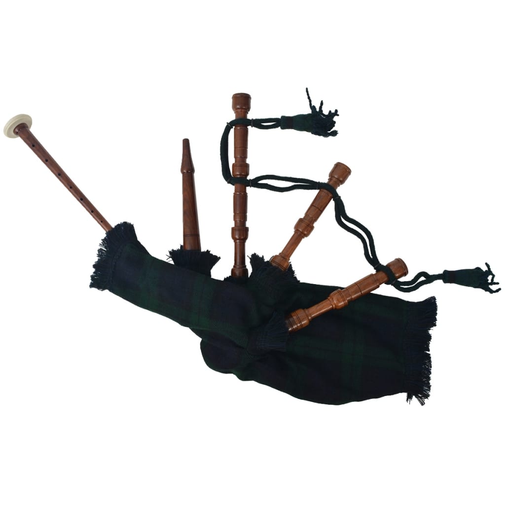 Gaita-de-foles escocesa p/ crianças padrão xadrez verde e preto