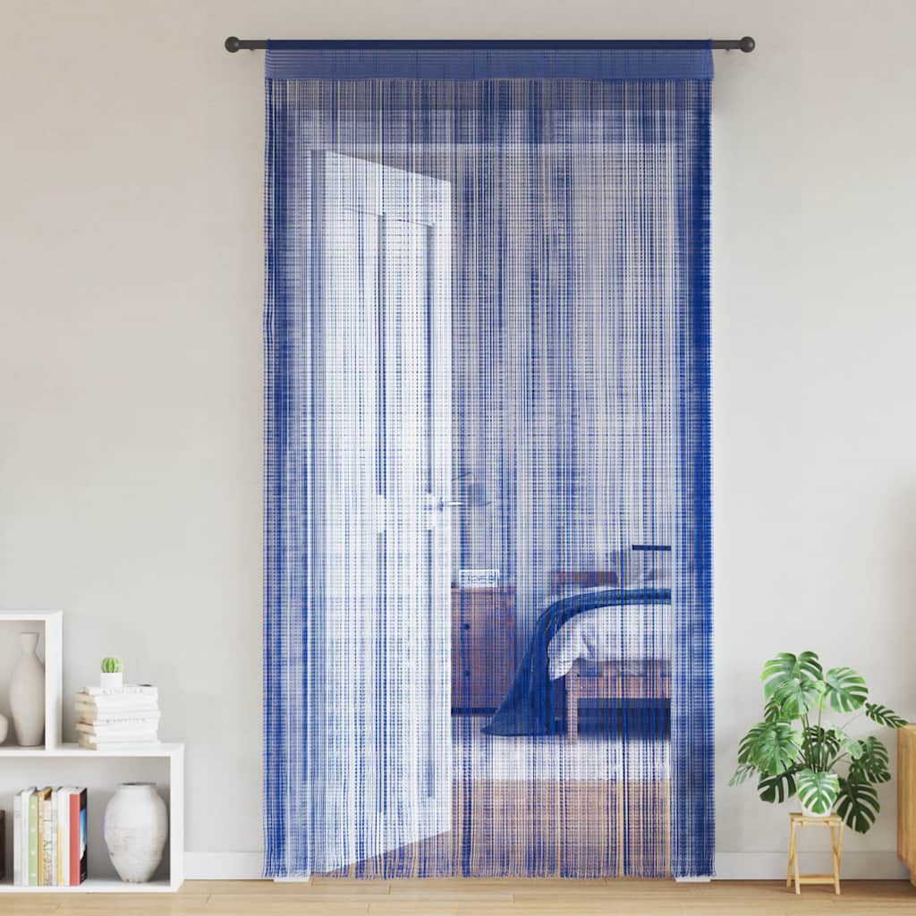Cortinas de fios 2 pcs 100x250 cm azul