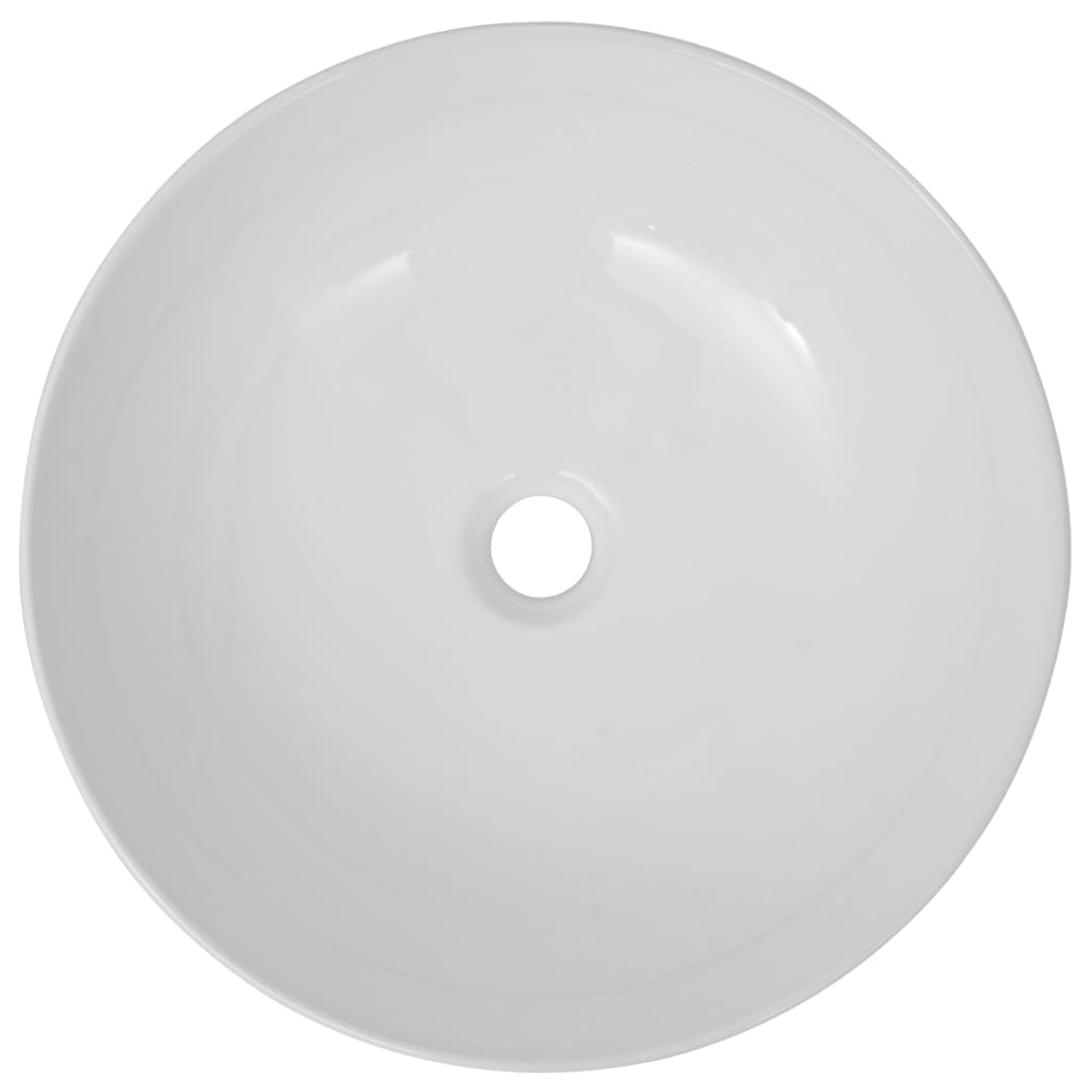 Lavatório redondo em cerâmica branco 41,5x13,5 cm