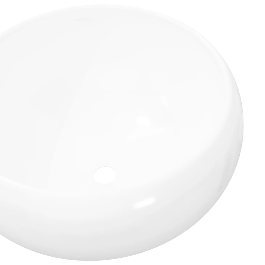 Lavatório redondo em cerâmica branco 40x15 cm