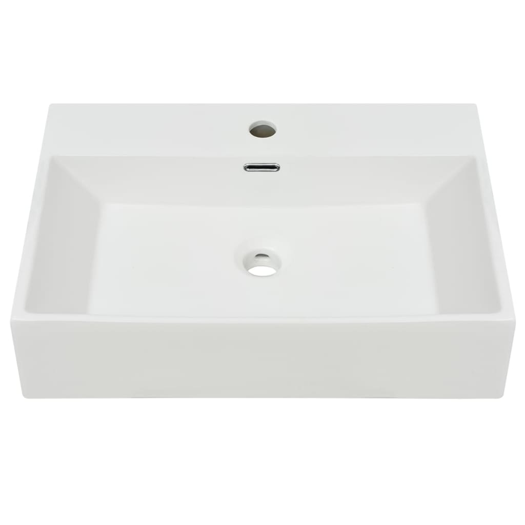 Lavatório + abertura torneira branco cerâmica 60,5x42,5x14,5cm