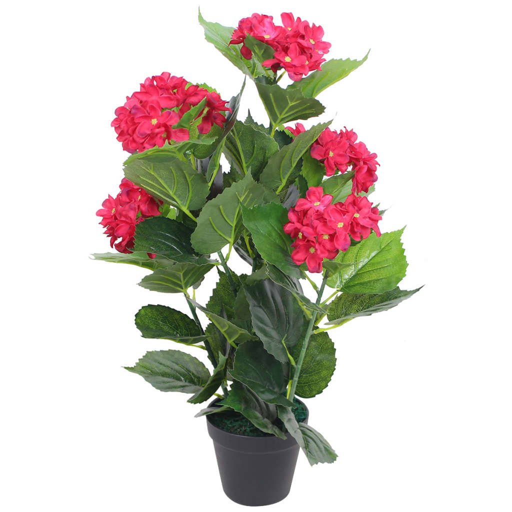 Planta hortênsia artificial com vaso 60 cm azul