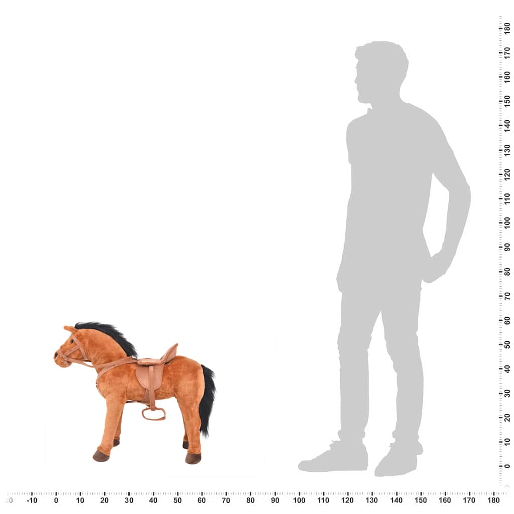 Cavalo de peluche de montar castanho