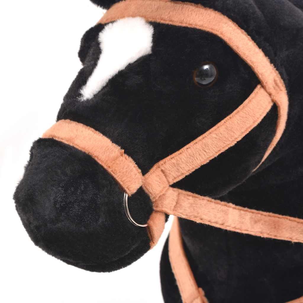 Cavalo de peluche de montar preto