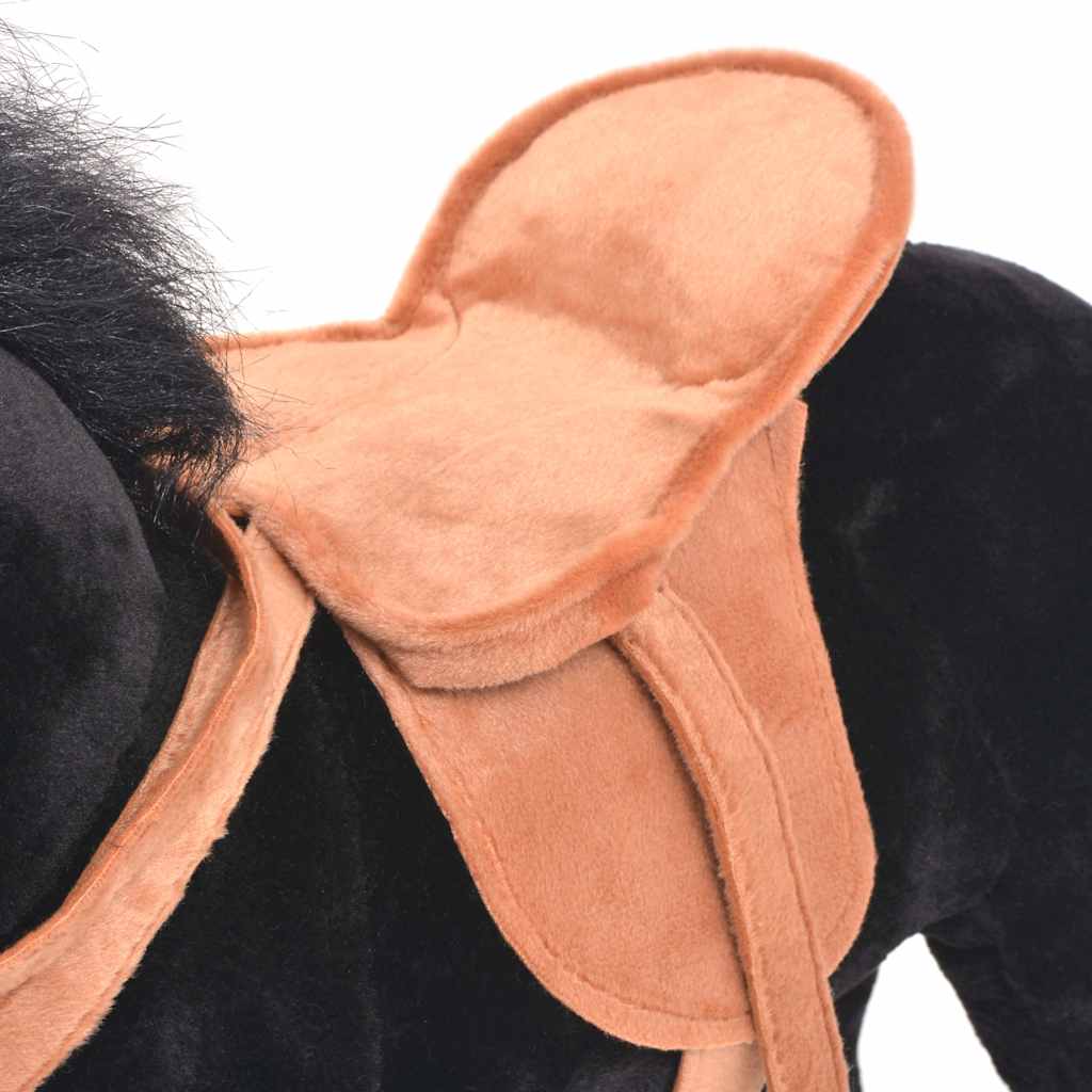 Cavalo de peluche de montar preto