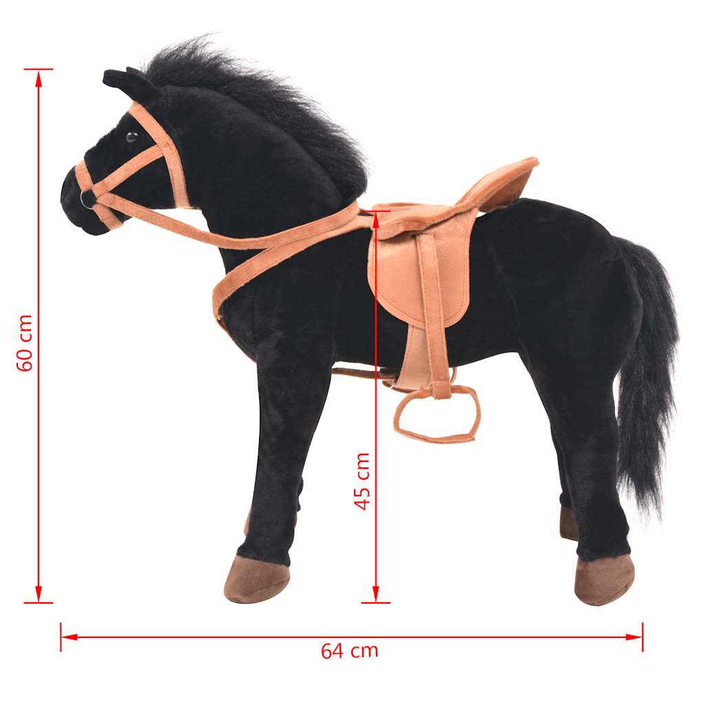 Cavalo de peluche de montar preto