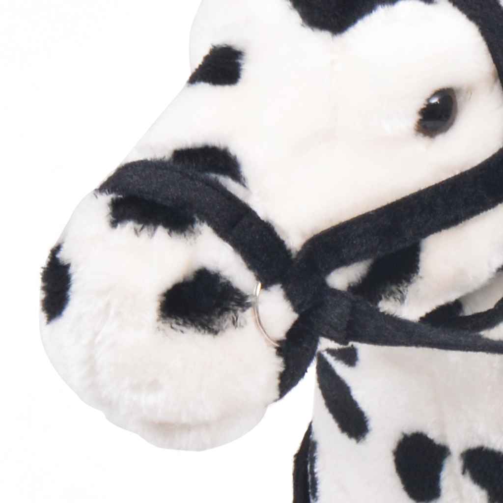 Brinquedo de montar cavalo peluche preto e branco XXL