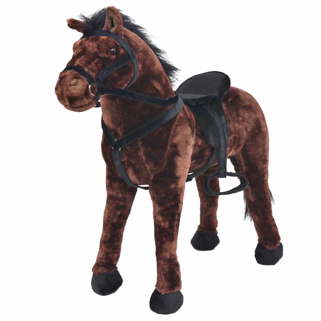 Cavalo de montar em peluche castanho escuro XXL
