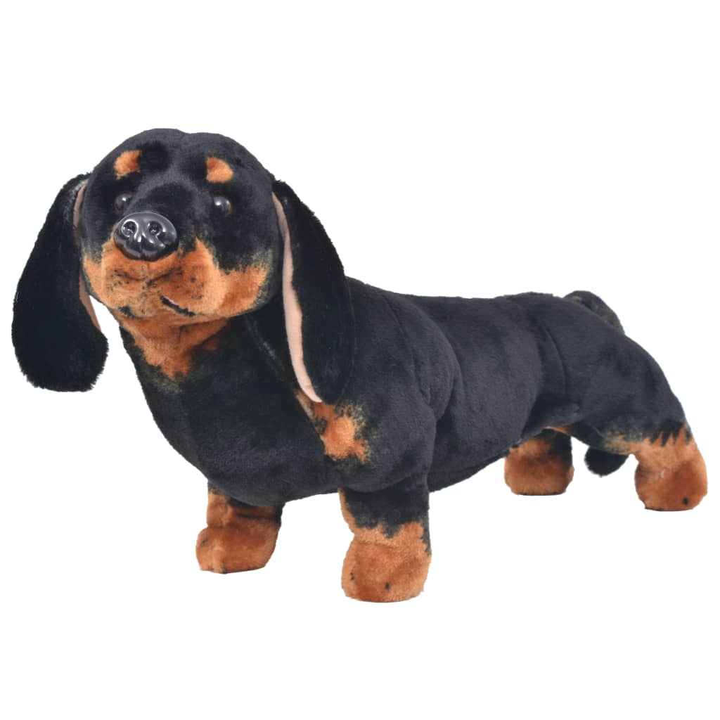 Brinquedo de montar cão salsicha peluche preto XXL