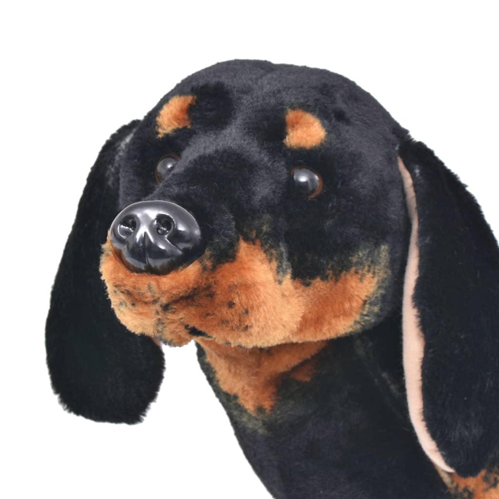 Brinquedo de montar cão salsicha peluche preto XXL