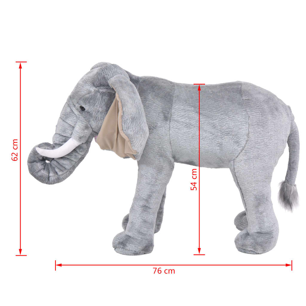 Elefante de montar em peluche cinzento XXL