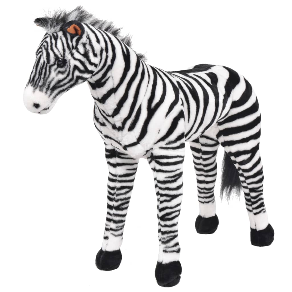 Brinquedo de montar zebra peluche preto e branco XXL