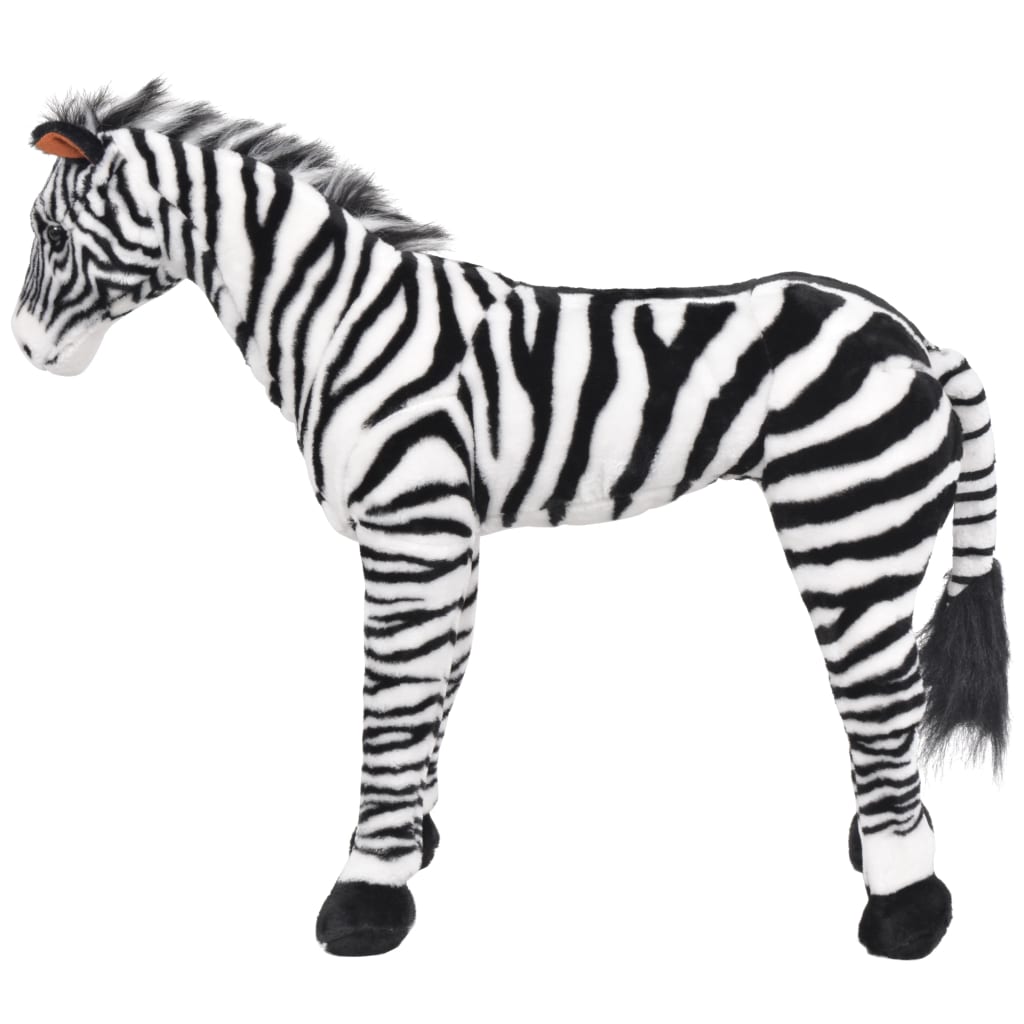 Brinquedo de montar zebra peluche preto e branco XXL