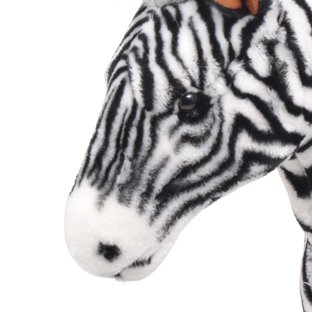 Brinquedo de montar zebra peluche preto e branco XXL