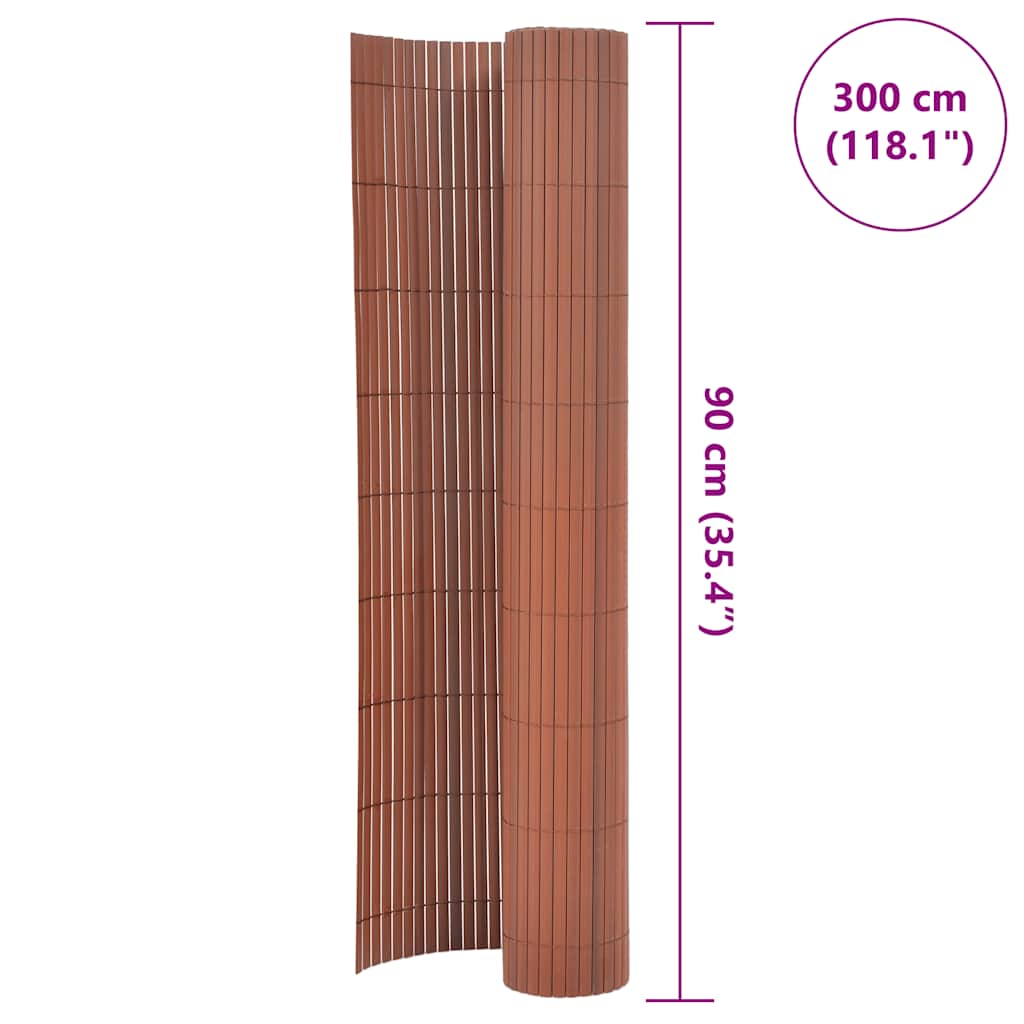 Cerca de jardim dupla face PVC 90x300 cm castanho