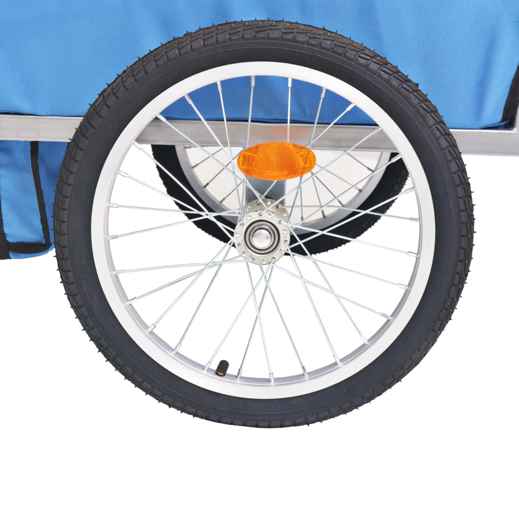 Atrelado de bicicleta cinzento e azul 30 kg