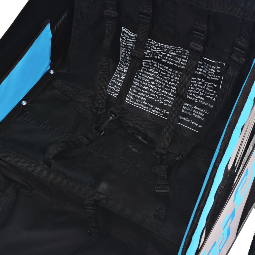 Atrelado de bicicleta cinzento e azul 30 kg