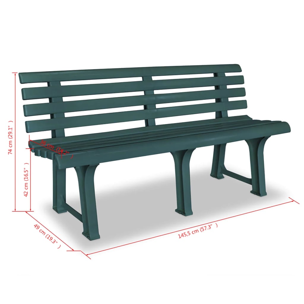 Banco de jardim 145,5 cm plástico verde
