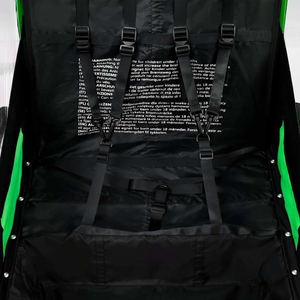 Reboque para bicicletas/carrinho de bebé 2 em 1 verde e cinza