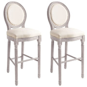 Bancos de bar 2 pcs linho branco